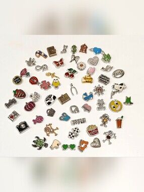 Mixed Enamel Floatong Charm Lot fir Memory Locket- Colorful Assortment